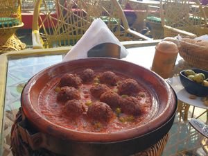 Vegan meatballs at Koulchi Zine in Marrakech
