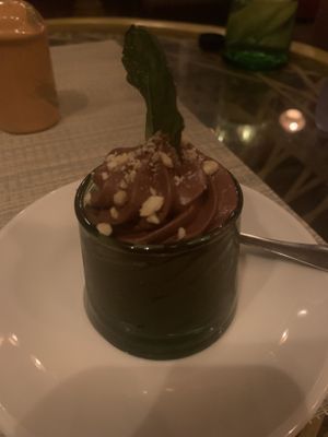 Vegan mousse au chocolate  at Koulchi Zine in Marrakech