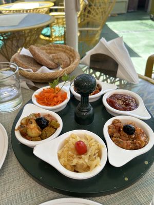 Moroccan salad selection   at Koulchi Zine in Marrakech