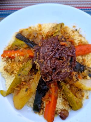 A couple of good vegan options. Lovely place to eat. at Koulchi Zine in Marrakech