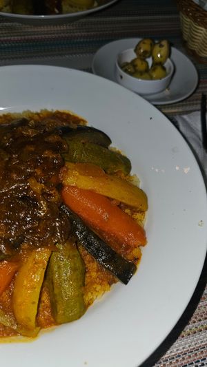 Vegan couscous at Koulchi Zine in Marrakech