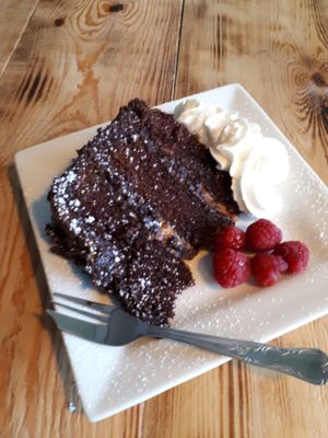 Choc fudge #veganoption #vegan #yummyfood #eggfree #dairyfree #crueltyfree #cake #lunchtime #caffeno3 #meetingforlunch at Caffè No 3 @ Home in Durham