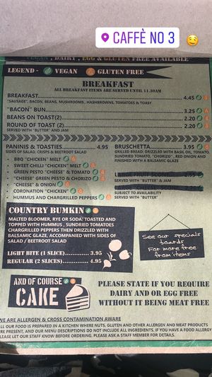 So many vegan options!!!  at Caffè No 3 @ Home in Durham