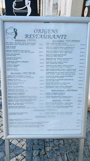 Menu board at Origens in Alcobaca