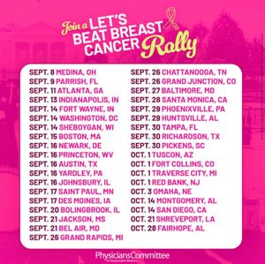 Indianapolis hopes to host future #LetsBeatBreastCancer #PCRM rallies annually. at Carol Wroblewski Food for Life Instructor in Indianapolis