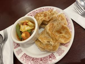 Vegan roti- the menu states chicken on the side but vegan comes with tofu and veggies.   at Malaysian Kopitiam in Centreville