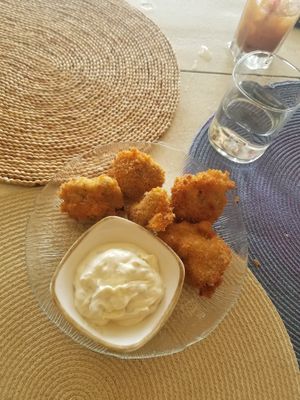 Vegan "chicken" nuggets (the dip is not vegan though) at White Banana Beach Club in Siargao