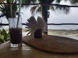 Iced latte coffee with soy milk [they don't have cow/goat milk at all! (: ] at White Banana Beach Club in Siargao