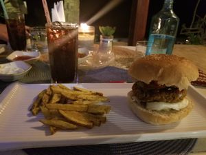Vegetarian burger at White Banana Beach Club in Siargao