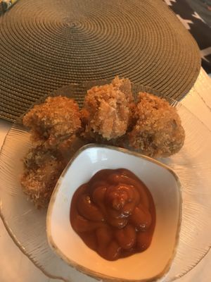 Chicken Nuggets, really good ! Now have a vegan sauce to serve with them.  at White Banana Beach Club in Siargao
