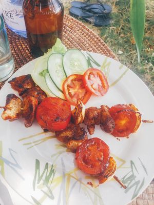 Bbq skewers at White Banana Beach Club in Siargao