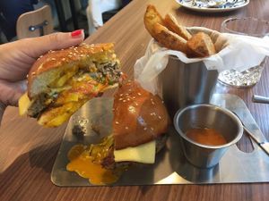 Impossible Burger with egg and cheese at Planet Green in Shenzhen