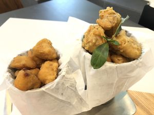 Fried mushroom and Fried Veg Chicken at Planet Green in Shenzhen