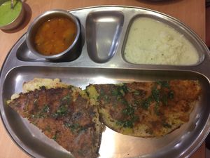 Potato pancakes at Vijay's Chawalla in East London