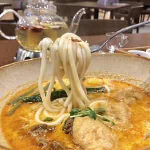 Curry laksa with handmade noodles at BMS Organics - Bukit Indah in Johor Bahru