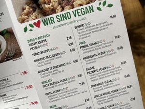 Vegan menu  at Vapiano in Osnabruck