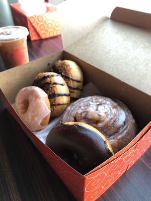 Samoa’s, Glazed, Cinnamon Roll, Chocolate Donut  at Sugar Shack Donuts & Coffee in Arlington