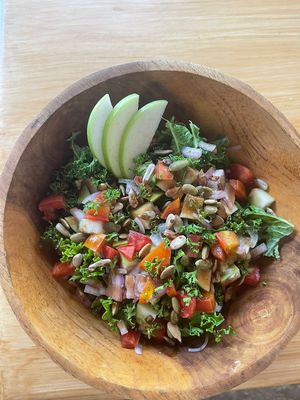Yummy kale salads this one’s called Summertime 🌞  at Loving Earth Cafe in Fort Kochi