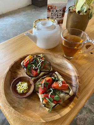 Yum Hum toast so tasty with garlic cream dipper on the side 🤤  at Loving Earth Cafe in Fort Kochi