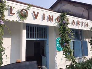 At first it looks like going to a gallery. The restarant itself is behind. at Loving Earth Cafe in Fort Kochi