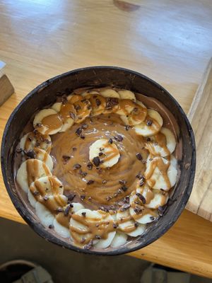 PB choc smoothie bowl   at Loving Earth Cafe in Fort Kochi