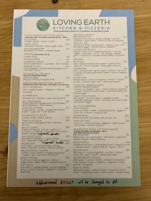 Menu 1  at Loving Earth Cafe in Fort Kochi