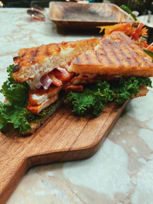 Tofu toasted sandwich (with black salt for that ‘eggy’ taste).  at Loving Earth Cafe in Fort Kochi