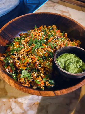 ‘Chicken’ fried rice   at Loving Earth Cafe in Fort Kochi