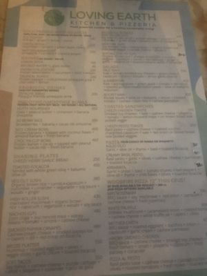 Menu, everything vegan  at Loving Earth Cafe in Fort Kochi