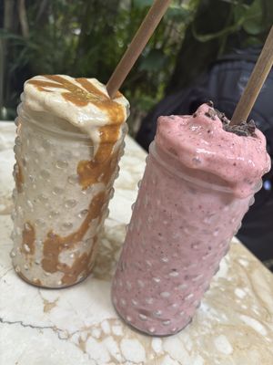 Nutty smoothing and berry smoothie   at Loving Earth Cafe in Fort Kochi