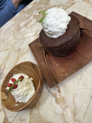 Lava cake with extra scoop of ice cream   at Loving Earth Cafe in Fort Kochi