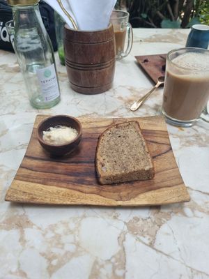 Banana bread (sugar free with butter) at Loving Earth Cafe in Fort Kochi