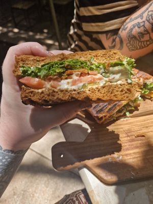 Chick'n sandwich at Loving Earth Cafe in Fort Kochi