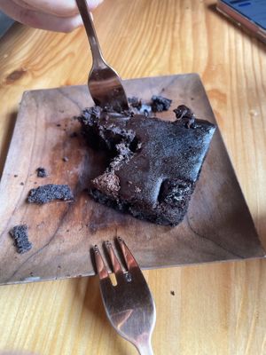 Incredible vegan Kerala Choc Brownie   at Loving Earth Cafe in Fort Kochi