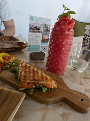 Tofu Sandwich & hydration Station at Loving Earth Cafe in Fort Kochi