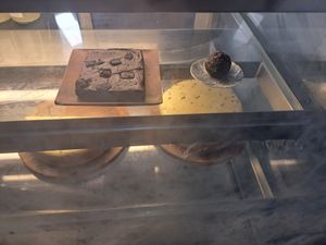 Dessert counter at Loving Earth Cafe in Fort Kochi
