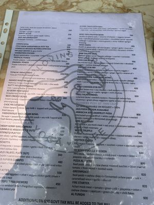Menu  at Loving Earth Cafe in Fort Kochi