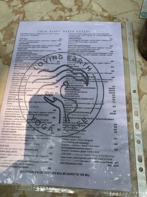 Menu  at Loving Earth Cafe in Fort Kochi