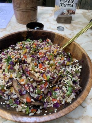 Shiitake stir fry  at Loving Earth Cafe in Fort Kochi