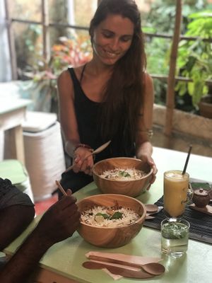 Vegan chucken biryani at Loving Earth Cafe in Fort Kochi