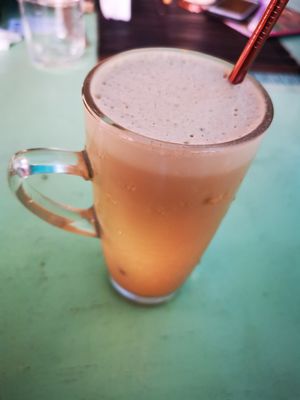 Iced caramel latte at Loving Earth Cafe in Fort Kochi