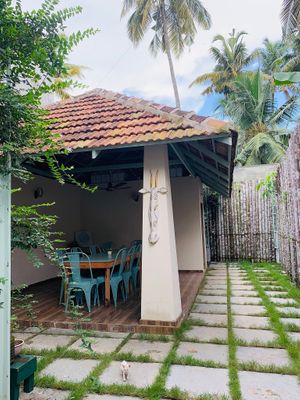 Back seating area at Loving Earth Cafe in Fort Kochi