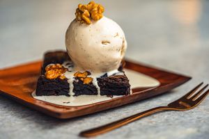 The beloved GF brownie  at Loving Earth Cafe in Fort Kochi