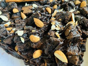 Brownie slab at Loving Earth Cafe in Fort Kochi