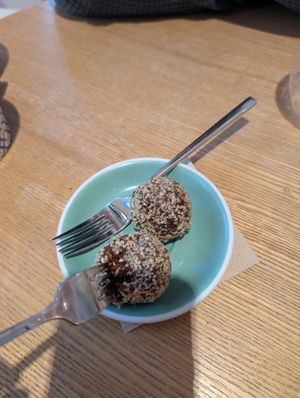 Hazelnut and chocolate balls. at Cereal Lovers in Luxembourg City