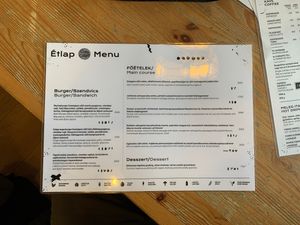 Menu (1) at Café Csiga in Budapest