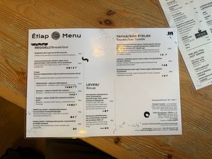 Menu 2  at Café Csiga in Budapest