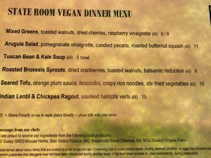 Separate vegan menu at The State Room in East Lansing