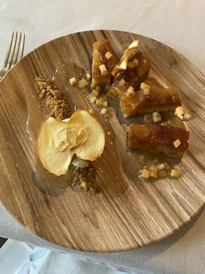 Apple pie and ice cream #Veganuary at Le Cap Marine in Nancy