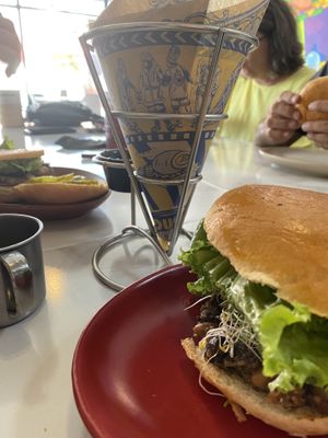 Vegana burger with Fries at Konga Burger in Chihuahua